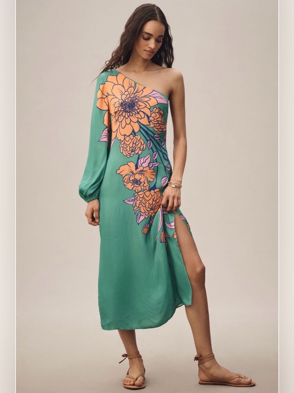 NWT - Farm Rio x Anthropologie One-Shoulder Printed Midi Dress - M